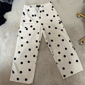 Who What Wear Black Polka Dot Cream Pants